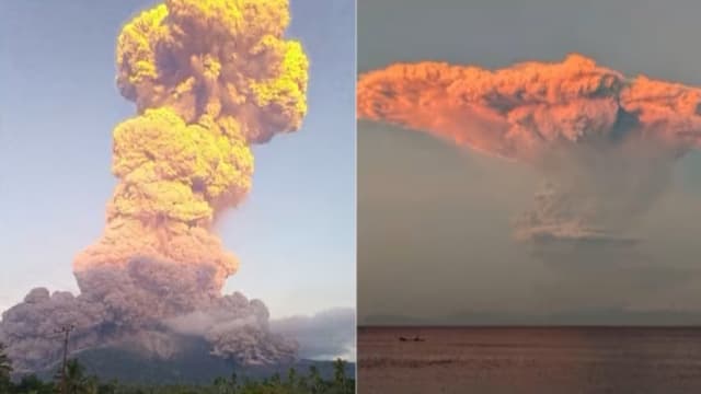 印尼勒沃托比雄火山喷发 火山灰柱达11公里高