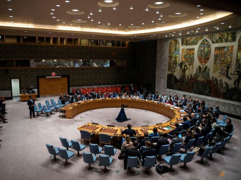 Members of the Security Council attend a meeting on the situation in the Middle East at UN headquarters in New York City, New York, US, on April 14, 2024. Members of the Security Council attend a meeting on the situation in the Middle East at UN headquarters in New York City, New York, US, on April 14, 2024.