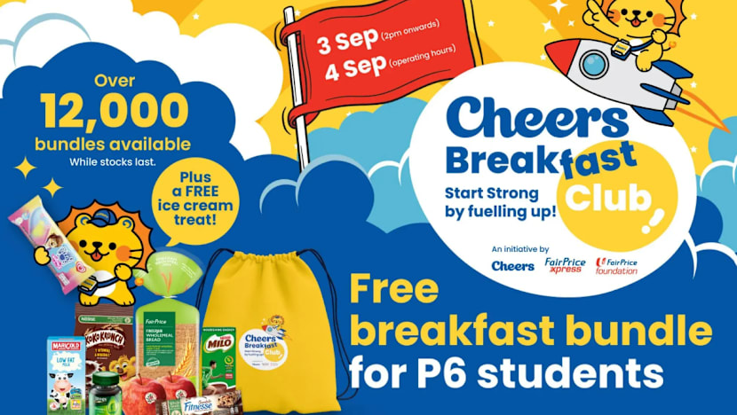 Pek sarapan percuma bagi murid Darjah 6 dari Cheers, FairPrice hingga 4 Sep