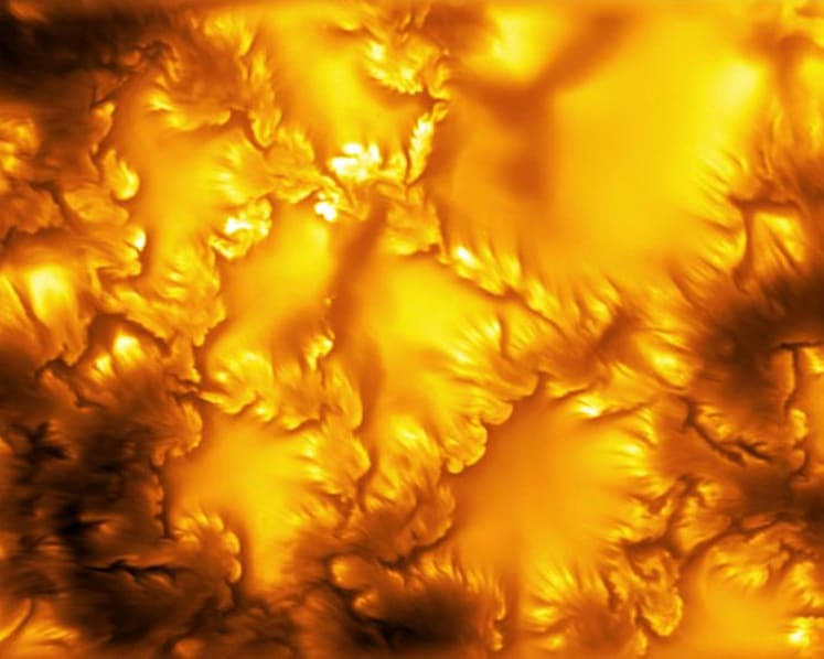 Swirling, vortex-like patterns observed on the sun's surface