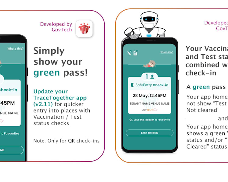 Updated TraceTogether app to show vaccination and test statuses on check-in screen