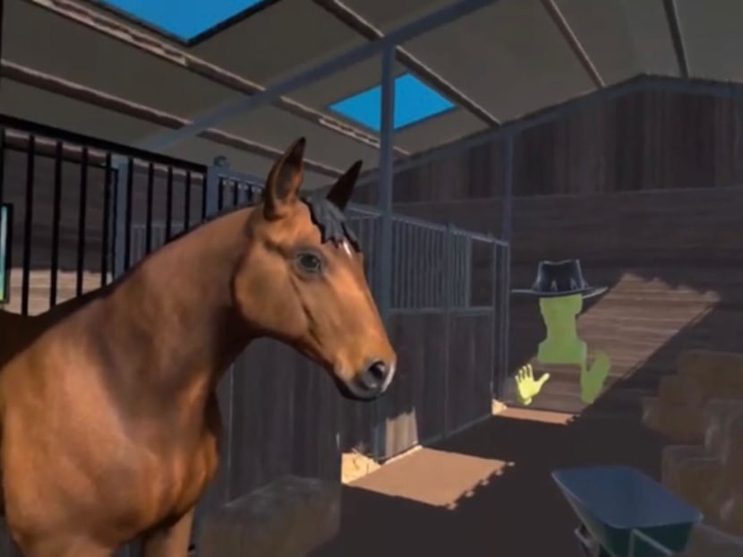 A screenshot of the platform where users can interact with virtual horses. A screenshot of the platform where users can interact with virtual horses.