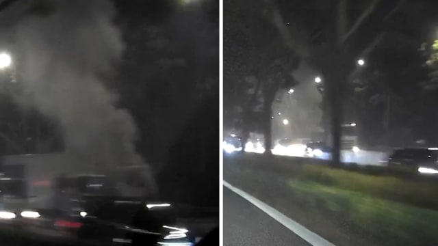 泛岛高速公路罗厘失火 导致严重塞车