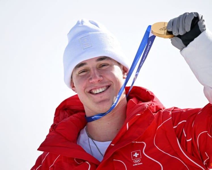 Alpine skiing-Swiss upstart Von Allmen stuns Odermatt to win downhill gold