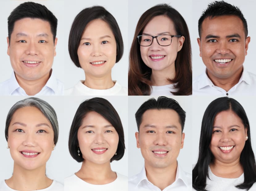 Top row (from left): Mr Alex Yeo Sheng Chye, Ms Gan Siow Huang, Ms Rachel Ong Sin Yen, Mr Sharael Taha. Bottom row (from left): Ms Carrie Tan Huimin, Ms Chan Hui Yuh, Mr Shawn Huang Wei Zhong, Ms Mariam Jaafar.