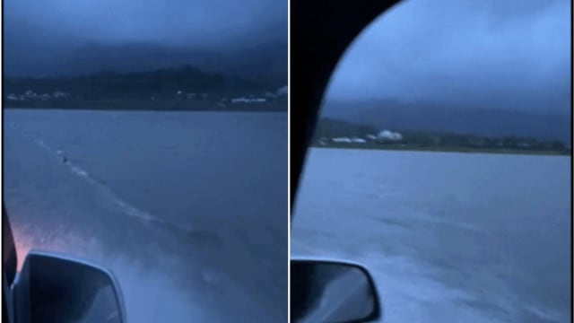 台风海葵袭台威力猛 伯朗大道一度变“汪洋”