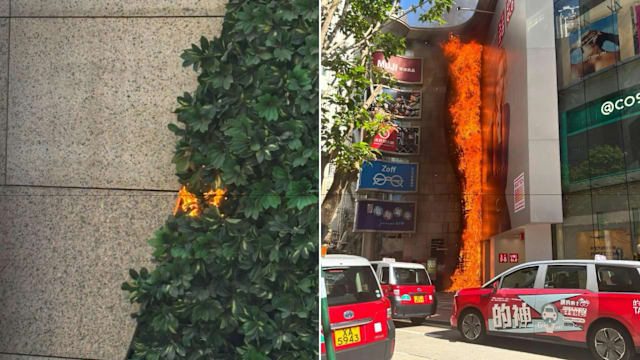 香港铜锣湾商场外墙起大火 不排除烟头酿火