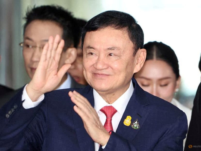 Former Thai Prime Minister Thaksin Shinawatra walks at Don Mueang airport in Bangkok, Thailand on Aug 22, 2023.
