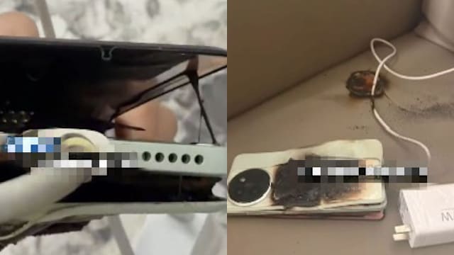 小米手机充电时突然爆炸 中国女子沙发烧出一个洞