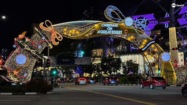 【相册】乌节路圣诞灯饰正式亮灯 人潮涌现驻足拍照打卡