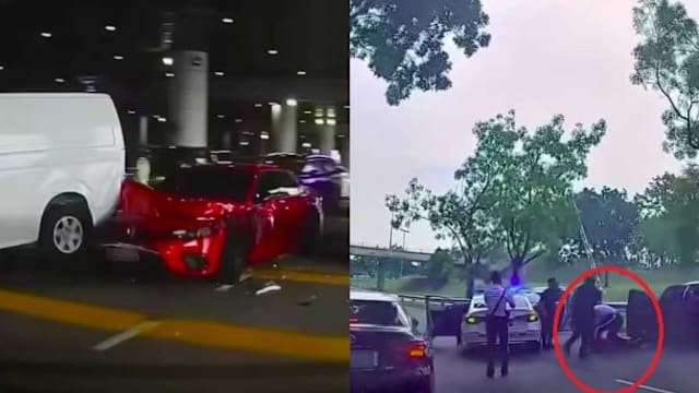 马国机场外警匪追逐 通缉犯拒检连撞五车后落网