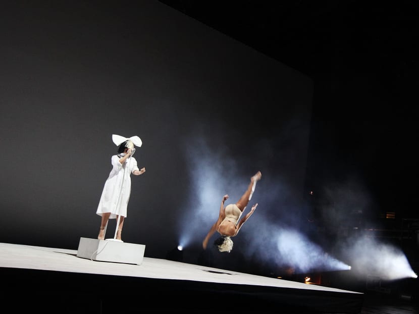 Sia (left) performs with an interpretive dancer at Series Fest: Season Two in Morrison, Colorado. Photo: AFP