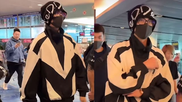 顺利抵达新加坡！一身黑包紧紧，王鹤棣你不热吗？