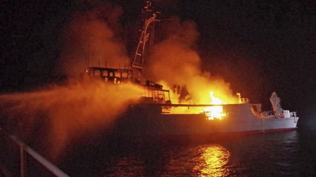日本海上自卫队扫雷艇失火后倾覆 致一伤一失踪
