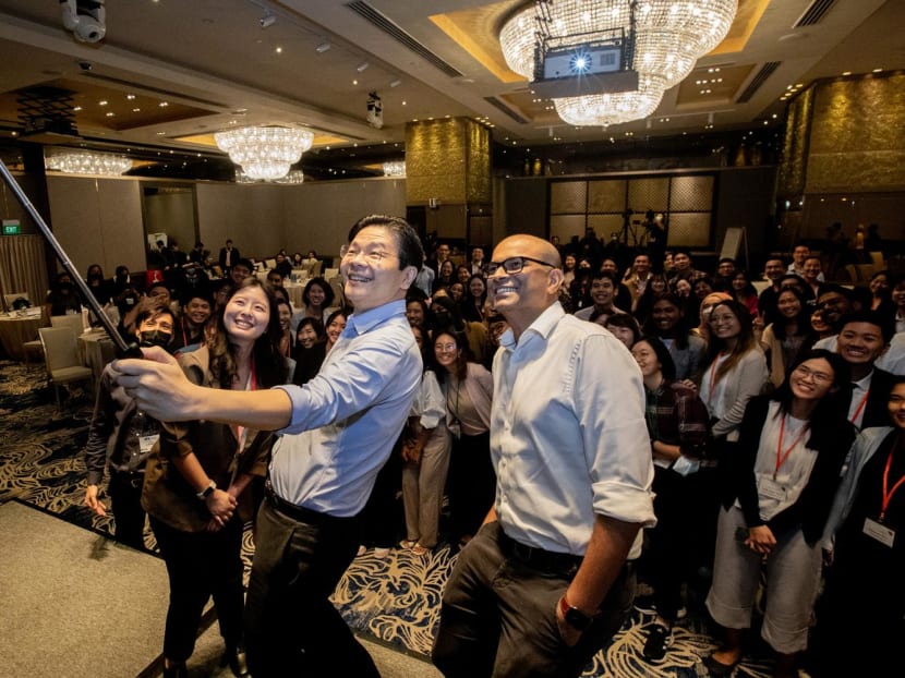 Front row, from left: Dr Teo Kay Key, Deputy Prime Minister Lawrence Wong and Dr Janil Puthucheary with participants at a dialogue organised by the Institute of Policy Studies on Sept 7, 2022. Front row, from left: Dr Teo Kay Key, Deputy Prime Minister Lawrence Wong and Dr Janil Puthucheary with participants at a dialogue organised by the Institute of Policy Studies on Sept 7, 2022.