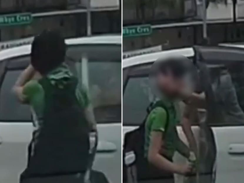 Screengrabs from a video of a car accident involving a student from Teck Whye Primary School on Sept 20, 2022.