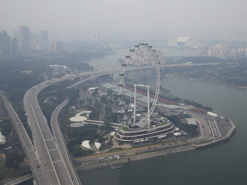 The Marina Bay area shroudded in haze on Friday (Aug 26). Photo: Ernest Chua