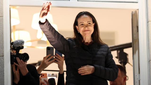 诺贝尔和平奖得主马查多 在挪威奥斯陆公开露面