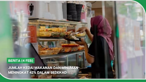 BERITA (4 Feb) | Jumlah kedai makanan dan minuman meningkat 42% dalam