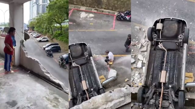 误踩油门轿车坠楼 马国老翁奇迹生还