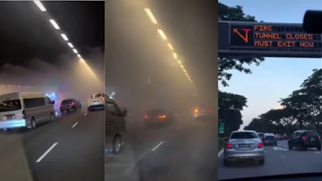 MCE往AYE方向隧道 发生罗厘轮胎起火事故