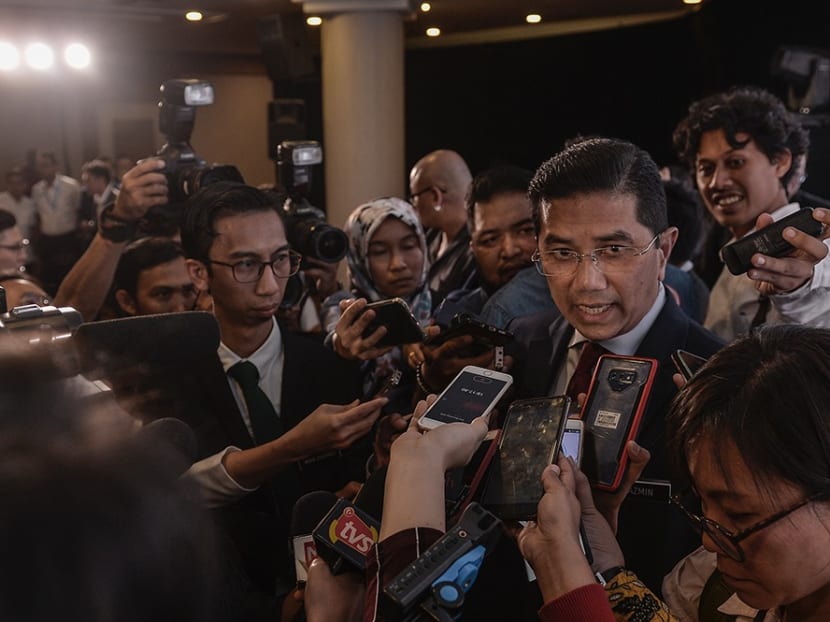 Mr Azmin Ali speaking to reporters on June 18, 2019.