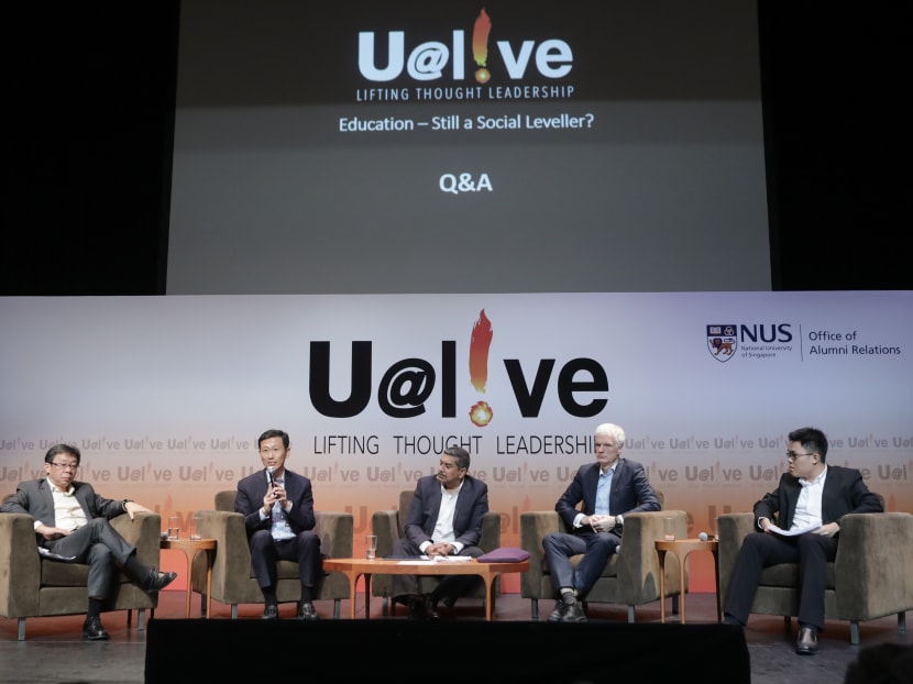 Education Minister Ong Ye Kung (second from left) at a panel discussion held at the National University of Singapore on March 27, 2019. Education Minister Ong Ye Kung (second from left) at a panel discussion held at the National University of Singapore on March 27, 2019.