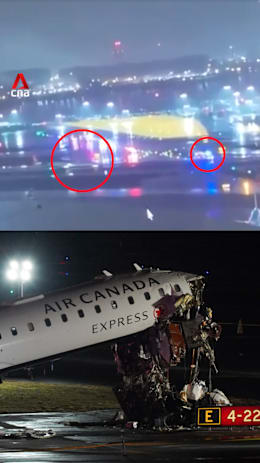 CCTV footage shows Air Canada Express jet colliding with fire truck