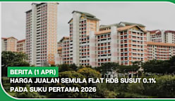 BERITA (1 Apr) | Harga jualan semula flat HDB susut 0.1% pada suku pertama 2026
