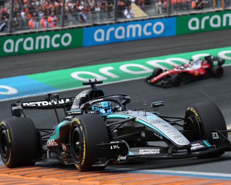 Russell celebrates morale-boosting Dutch GP sprint win