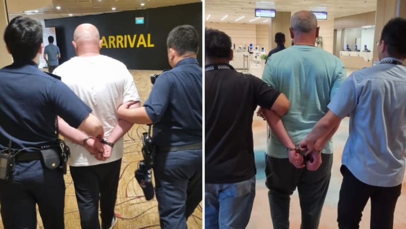 Two men accused of stealing from money changer taken off flight at Changi Airport and arrested 