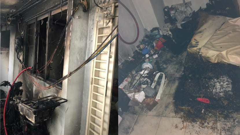 2 rescued from window ledge after fire in Bedok flat caused by charging e-bike