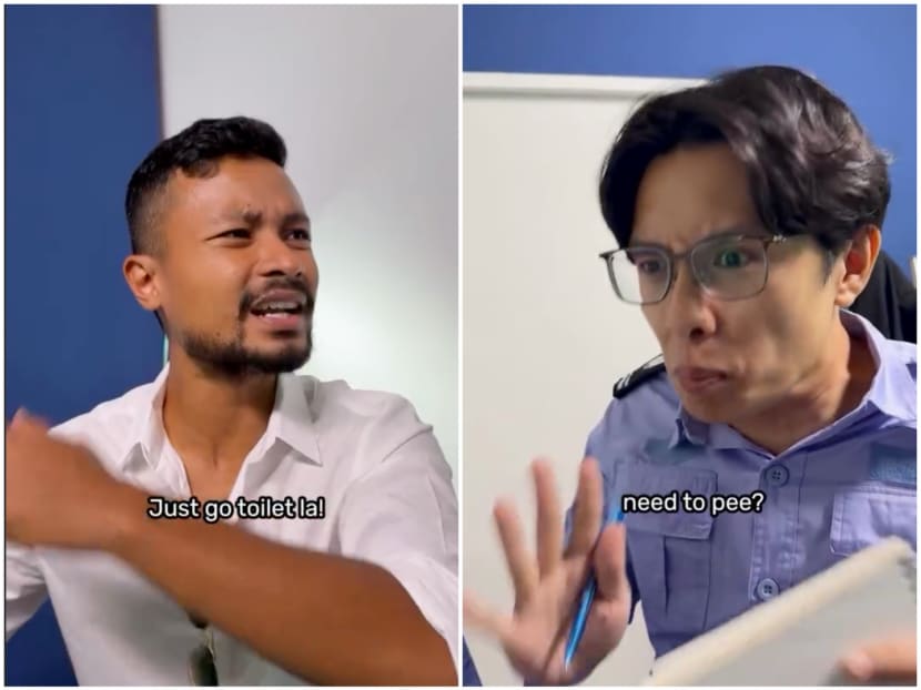 Screenshots from a video by SGAG showing a skit involving security guards and their inane questions on the first day of their job. Screenshots from a video by SGAG showing a skit involving security guards and their inane questions on the first day of their job.