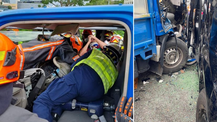 Toh Guan Road accident: Lorry driver trapped in seat, rescuers spent an hour trying to free him