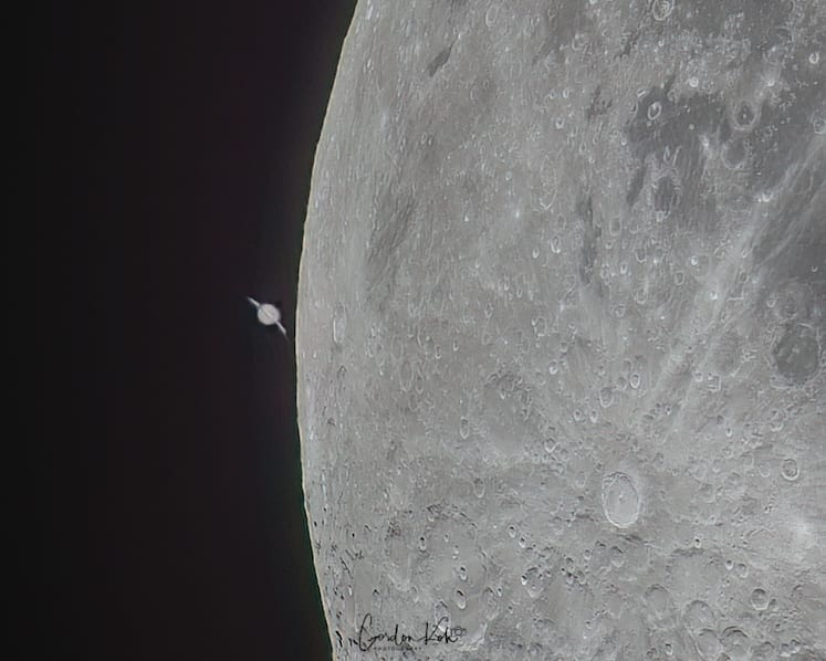 In pictures: Saturn seen cosying up to the moon in rare conjunction