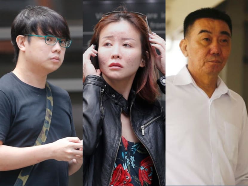 Left to right: Mr Joshua Koh Kian Yong, Ms Audrey Chen and Lim Hong Liang. Lim was jailed six years for hiring hitmen to attack Mr Koh, because he was jealous that his mistress, Ms Chen, was having a relationship with the younger man.