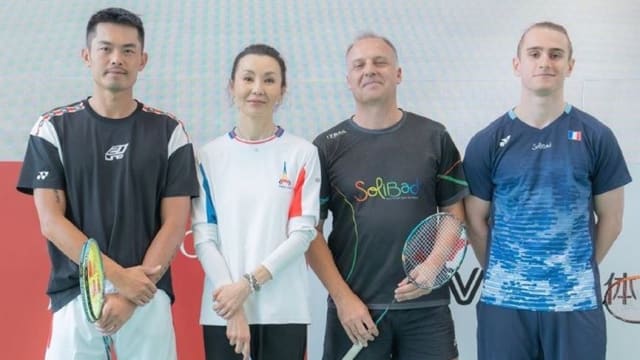 张曼玉现身巴黎　搭档林丹打羽毛球