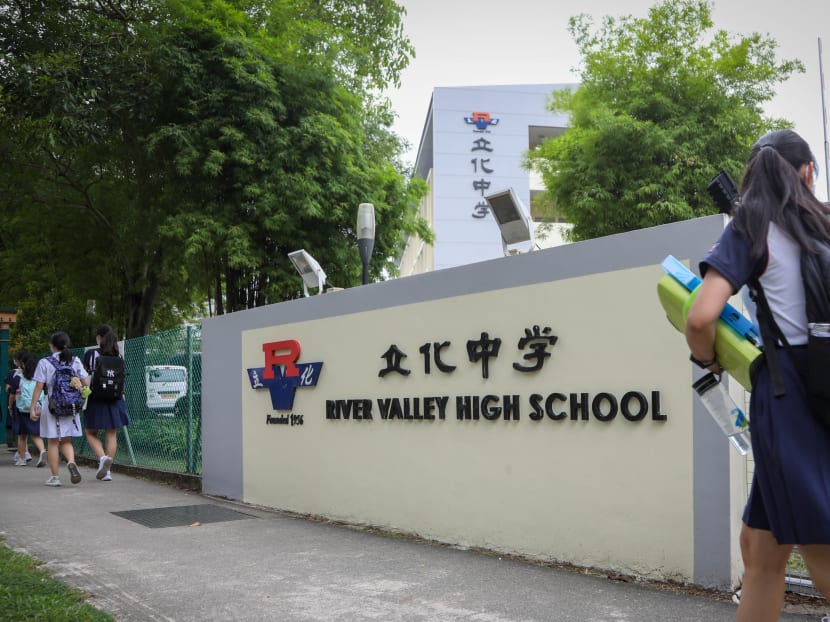 Students of River Valley High School leaving the premises on July 19, 2021.