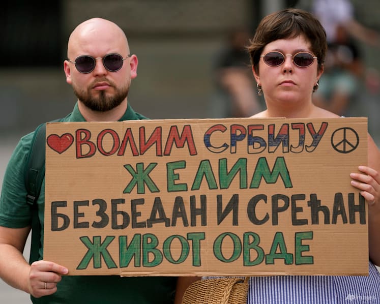 Russian anti-war activists hold protest after activists face entry, residence problems in Serbia