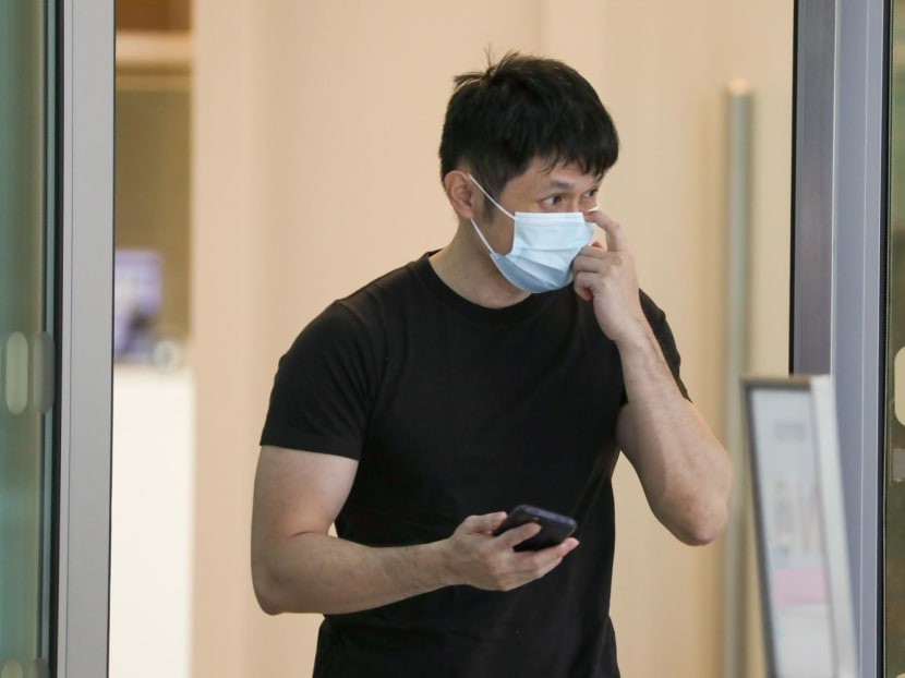 Wong&nbsp;Meng&nbsp;Hang&nbsp;leaving the State Courts on March 7, 2022.