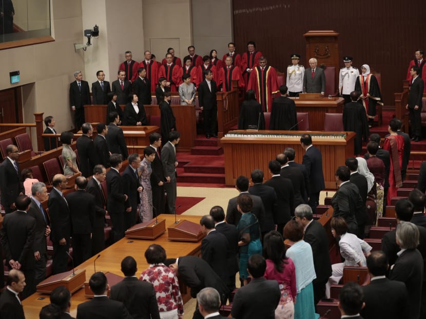 MPs rise as President Tony Tan enters at the Opening of the 13th Parliament of Singapore on Jan 15, 2016. TODAY file photo