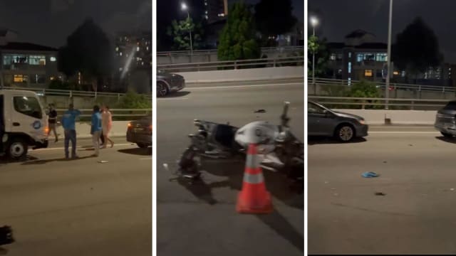 泛岛快速公路五车连环撞 摩托车骑士身亡