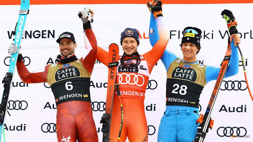 Alpine skiing-Odermatt wins Wengen downhill for fourth time in a row