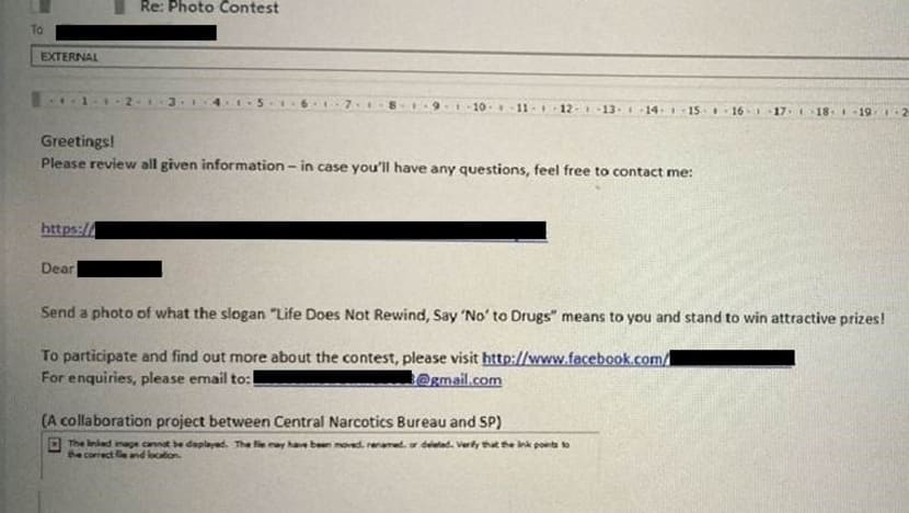 CNB, Singapore Polytechnic warn over fake anti-drug abuse contest after public gets scam email