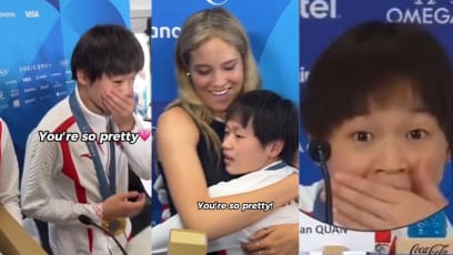 Chinese Diving Olympic Champ Quan Hongchan, 17, Has The Cutest Expressions After Spotting Her Idol Eileen Gu 
