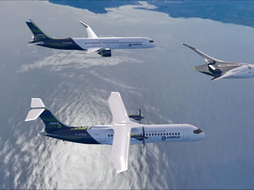 Airbus has revealed three hydrogen-powered aeroplane designs that it is considering.