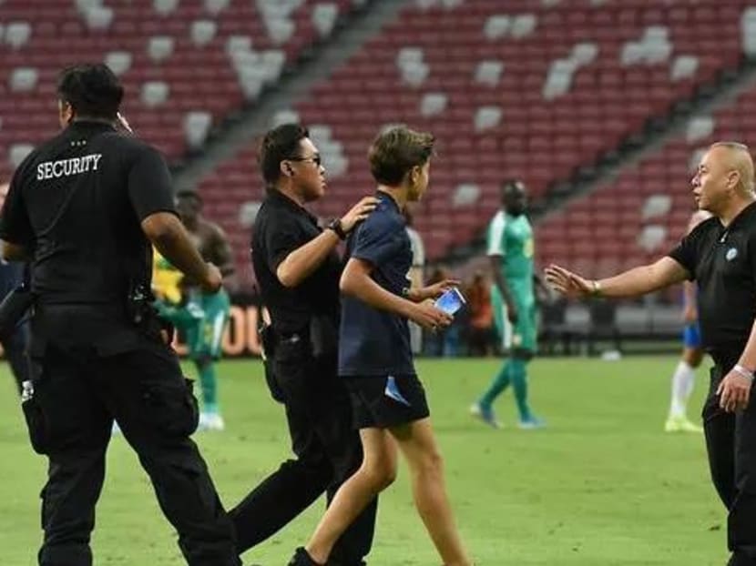 A pitch invader at the Brazil-Senegal friendly match on Oct 10, 2019.