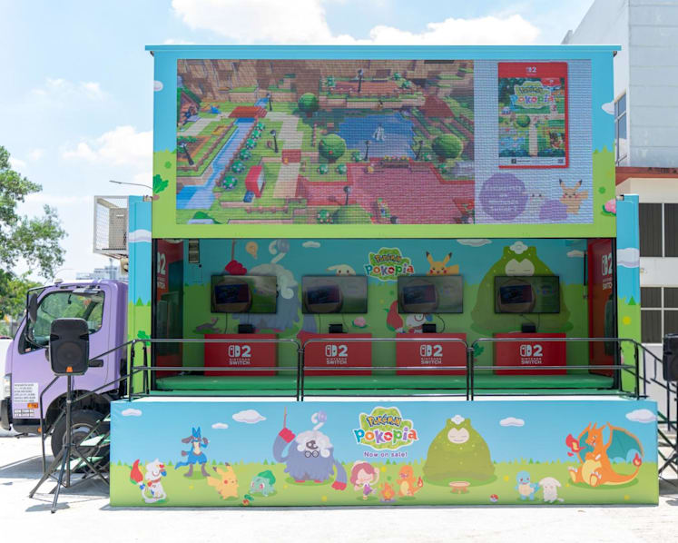 There'll be a Pokemon truck with Switch 2 game stations and sofas around Singapore till June