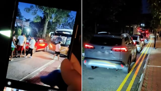 花柏山上违规停车 造成交通大阻塞