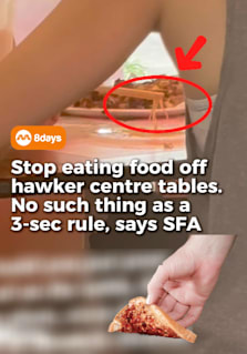 The Singapore Food Agency (SFA) has debunked the so-called “3-second rule” after a TikTok showed a woman eating a noodle strand that fell onto a hawker centre table. In a LinkedIn post that reposted our article on the story, SFA reminded the public that food can become contaminated with bacteria the moment it touches an unclean surface, and explained why the popular food safety myth isn’t backed by science.  Even the Mythbusters debunked it! #8dayssg #8dayssgtrending #sgnews #singapore #food
